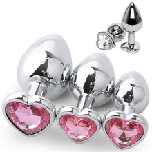 Load image into Gallery viewer, 3 Size Anal Plug Heart Stainless Steel
